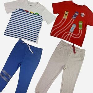 Sportswear set of 4 pieces 2 t-shirts and 2 joggers for boy cotton size‎ 4